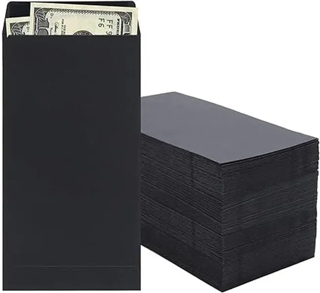 200 Pack Cash Envelopes 3.5x6.7 Fit for Envelope Money Saving Challenge, 120 GSM Thick Money Envelopes for Cash, Budgeting, Check, Coin, Tickets, Jewelry, small items & collectables (Black)