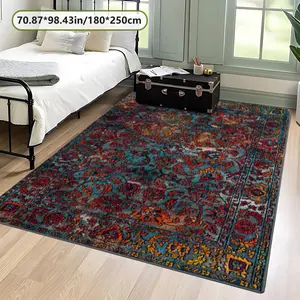 Velvet Soft Comfort Vintage Ethnic Pattern Print Rug, Home Decor Carpet, Living Room Large Mat, Sofa Pad, Bedroom Bedside Blanket
