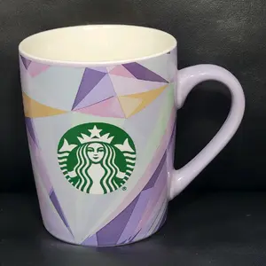 2021 Starbucks Coffee Mug Pastel Purple Yellow Green Siren Abstract Geometric Collectible Cetamic Cup  Drinkware Washable Reusable