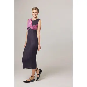 Genevieve Plissé Satin Sheath Dress