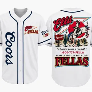 Ella Fellas Western Baseball Jersey for Men Women, Retro Cowboy Beer Style Button Up Country Shirt USA