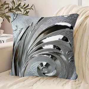 Elegant Silver Color Art Pillow Cover, Zipper Closure, Zippered Design, Soft Polyester Fabric, Soft Material, Boho Style, for Living Room, Bedroom, Office