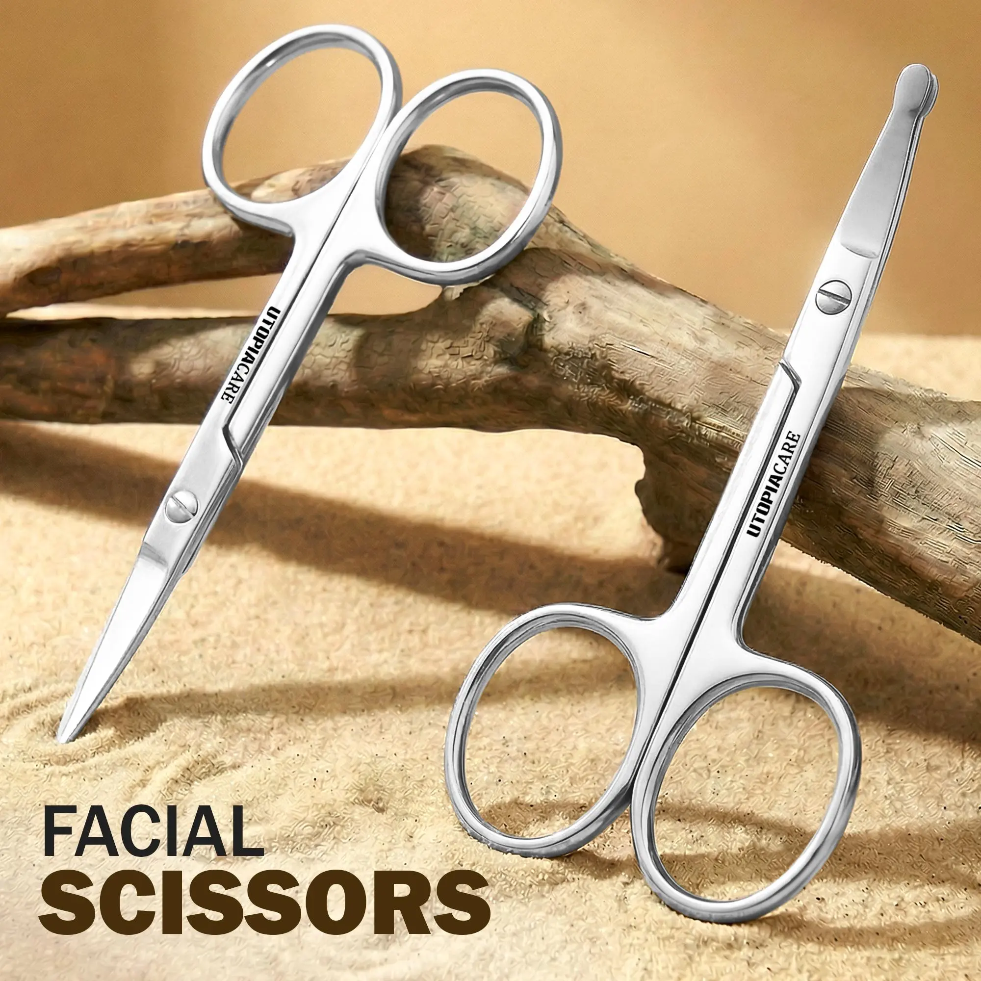 Utopia Care Stainless Steel Salon-Grade Barber Equipment Hair Grooming Scissors - 3.7"l Sharp Steel Blades Haircare Tool for Male Facial Hair, Precision Cut, Compact Silver, Daily Care