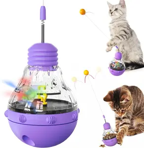 Interactive Cat Toy - Tumbler Design & Teaser Wand, Treat Dispenser & Puzzle Feeder