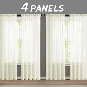 4-piece transparent filter gauze curtains, suspended on top through rods, naturally filter light and block ultraviolet rays, decorate the room and beautify the Windows, suitable for living rooms, bedrooms, studies, dining rooms, balconies and closets