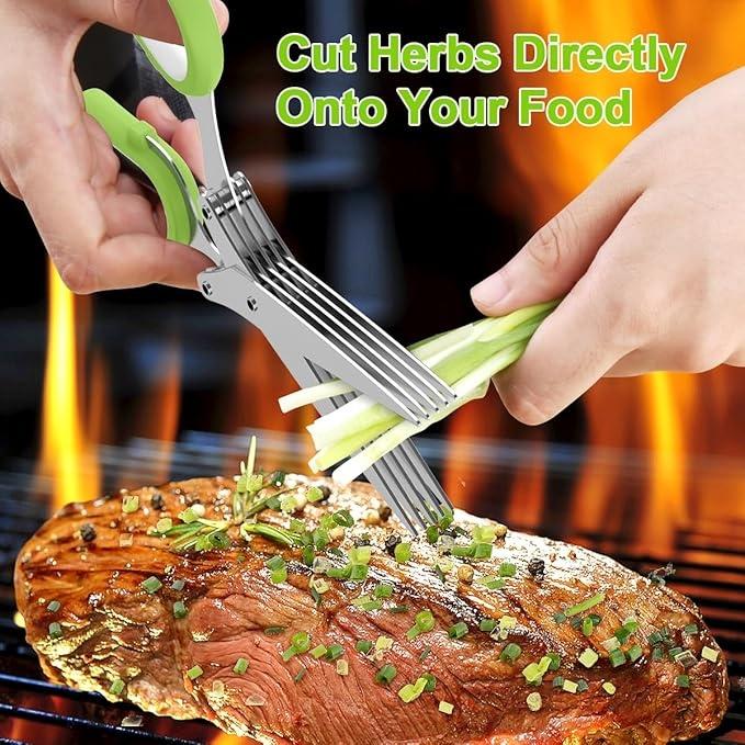 5-Blade Herb Scissors Kitchen Tool – Multi Blade Cutter for Herbs, Fast Chopping Gadget