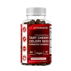 Vitamatic Tart Cherry (360 mg) with Celery Seed (30 mg) 10:1 Extract & Turmeric 20:1 Extract (10 mg) - (Per Serving/2 Gummies) - 60 Gummies