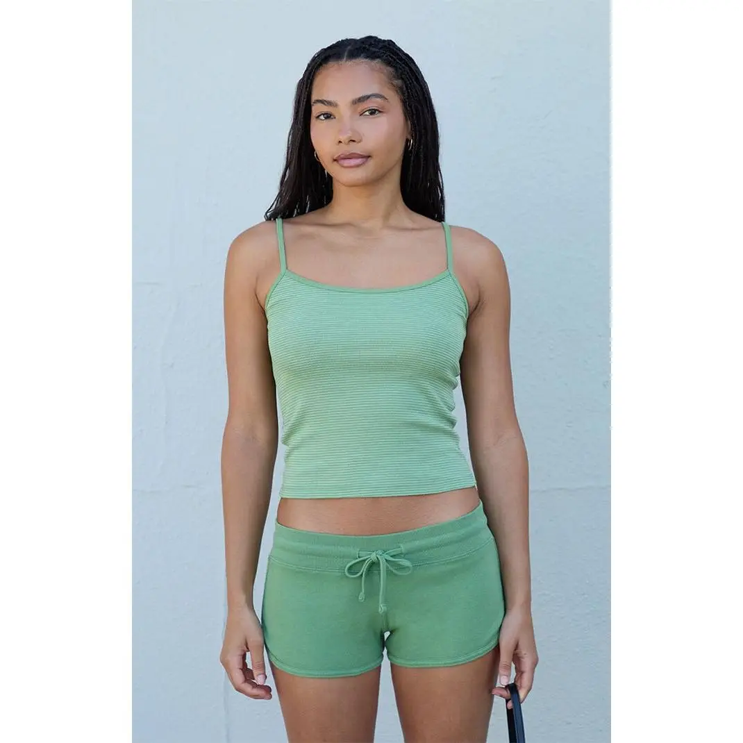John Galt Women's Green Striped Skylar Tank Top