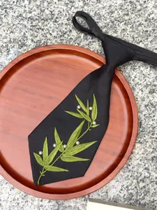 Original Business Gift Tie, High-End Bamboo Pattern Embroidery Necktie, Men's Suit Formal Wear, Traditional Cultural Business Accessory