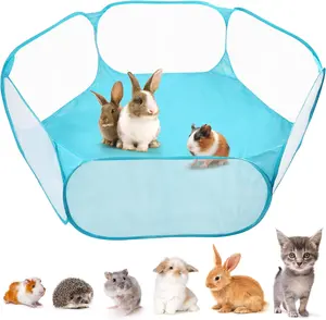 Small Animal Cage Tent, Foldable Pet Playpen for Hamster, Rabbits, Guinea Pigs Foldable Outdoor/Indoor Pop Open Exercise Fence