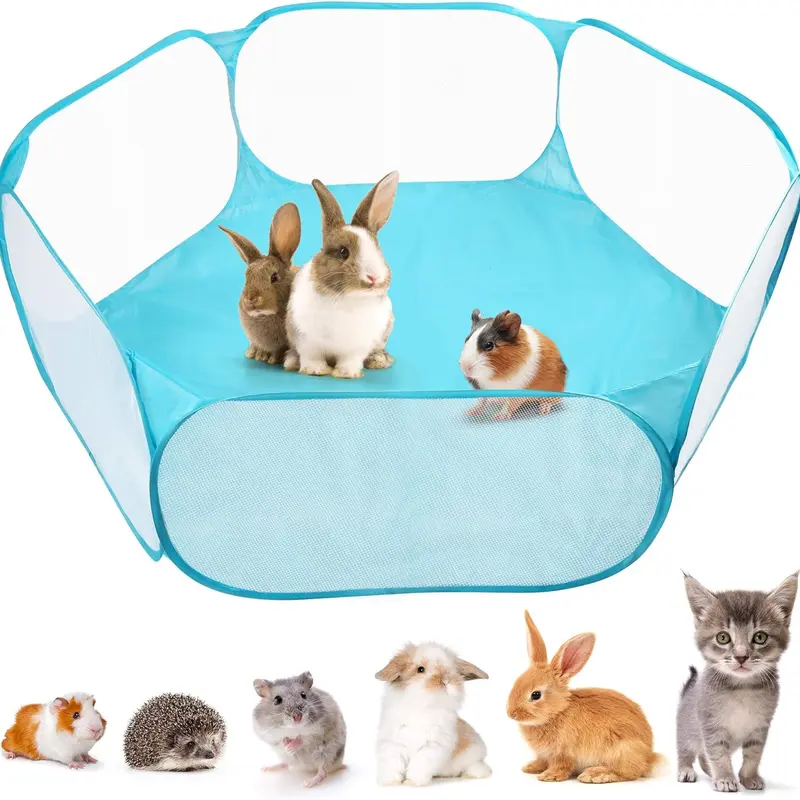 Small Animal Cage Tent, Foldable Pet Playpen for Hamster, Rabbits, Guinea Pigs Foldable Outdoor/Indoor Pop Open Exercise Fence