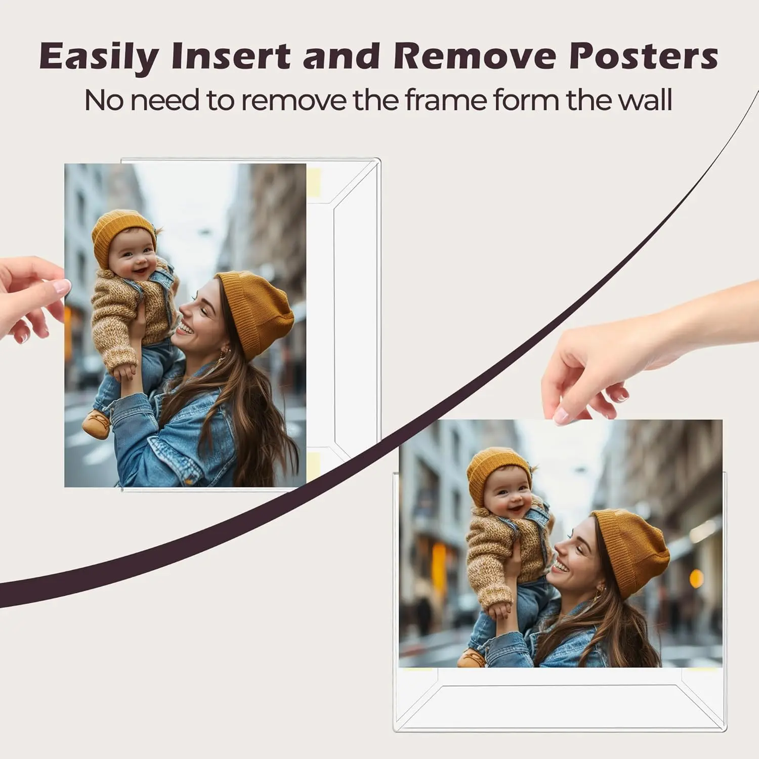 18x 24 inch Acrylic Picture Frame, Horizontal/Vertical Clear Photo Frame for Wall with Tape, No Drilling Floating Hanging Frameless Picture Frame, Wall Mou 18x 24 inch Acrylic Picture Frame, Horizontal/Vertical Clear Photo Frame for Wall with Tape, No Drilling Floating Hanging Frameless Picture Frame, Wall Mou