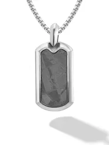 RTZN Meteorite Dog Tag Pendant Necklace for Men