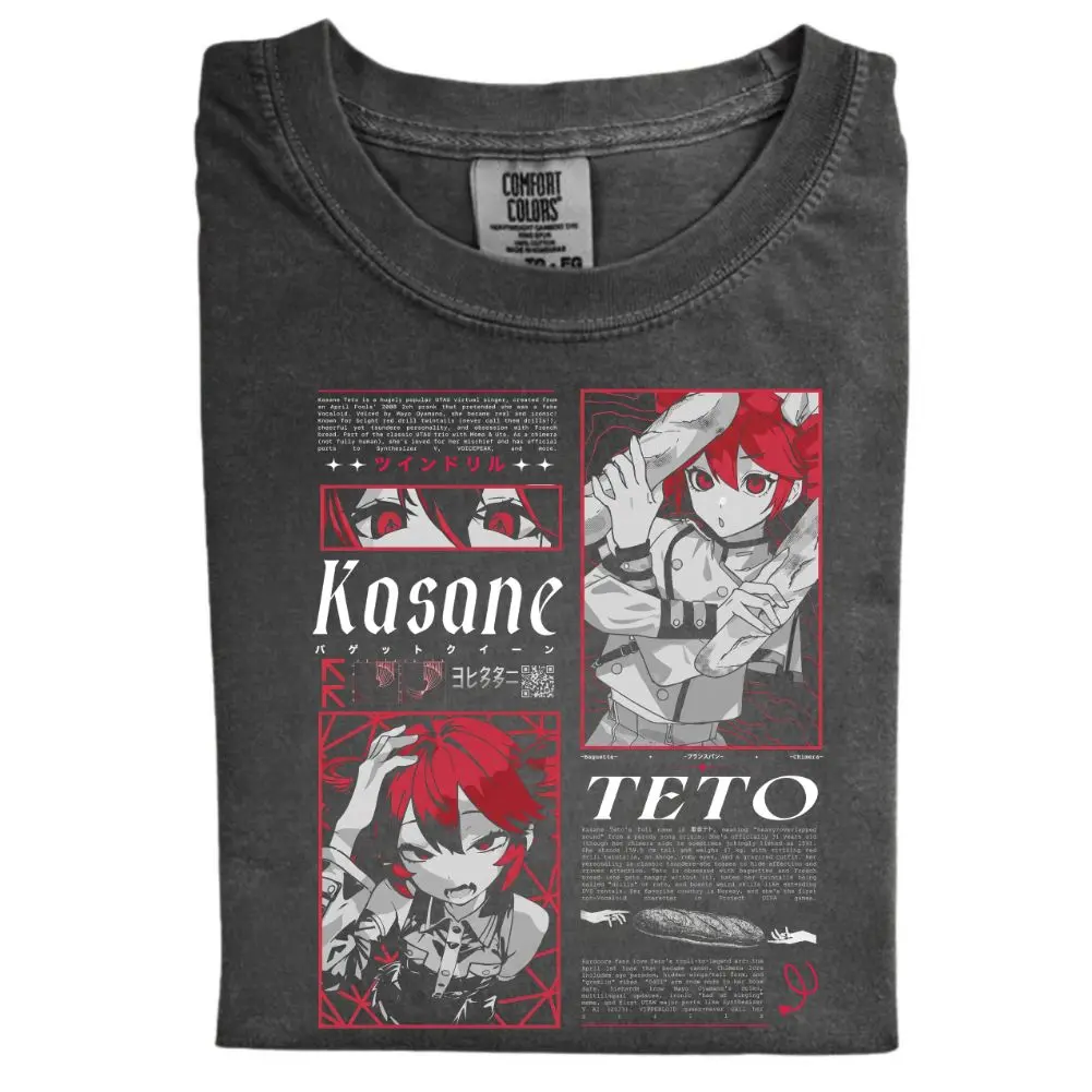 Vintage Kasane Teto Vocal0id Comfort colors T-Shirt, Streetwear Drop Shoulder Tee, Anime Music Fan Shirt