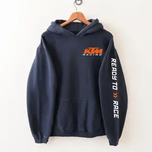 KTM Hoodie with Sleeve Print, Racing Motorcycle Graphic Sweatshirt, Vintage Moto Streetwear Pullover, Casual Unisex Biker Apparel for Men Women