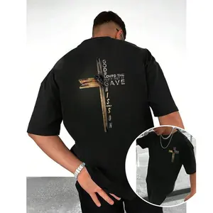 Dynamic Faith-Inspired Tee – God So Loved Graphic with Cross, Ideal for Casual Outings