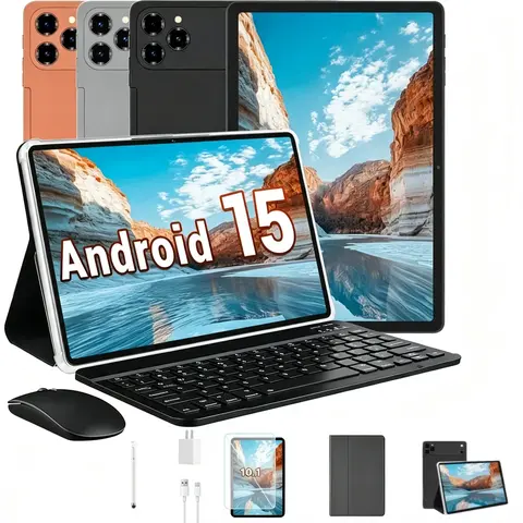 W&O 2026 Interactive Touch Screen Android Tablet (10.1"/11" HD Display) - High Capacity Handheld PC Tablet with 8/12GB RAM, 256GB Expandable Storage, 10000mAh Battery, 5G Wi-Fi, Keyboard, Mouse, Case, Stylus, Dual Cameras for Students & Office, Android Ta