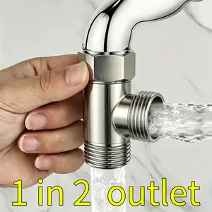 3-Way Diverter Valve, Hose Fitting Tee, T-Shaped Adapter Connector for Water Angle Valve Hose, Bathroom & Kitchen Use, Shower Hose Attachment
