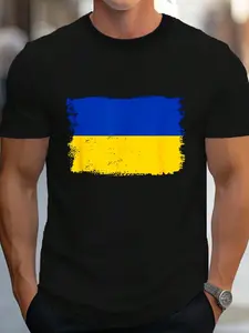 100% Cotton Ukraine Flag - Ukrainian Flag - Ukraine T-Shirt Women's Men's Graphic Tee Crew Neck summer vacation Tops