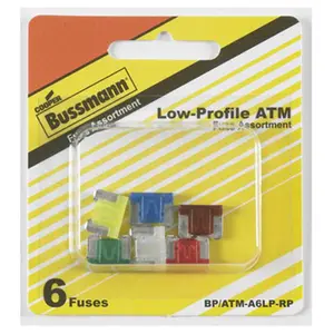 Cooper Bussmann BP-ATM-A6LP-RP Low Profile Auto Fuse Assortment - 6 Piece, 6-Pieces, Assorted Set, Multiple Amps