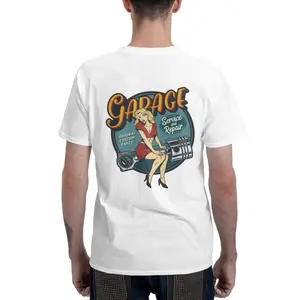 Men's Regular Fit Garage Service Repair Print Round Neck Short Sleeve T-shirt for Daily Wear
