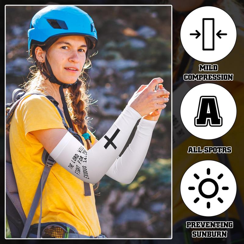6 Pairs Easter Faith Cross Arm Sleeve Christian Cooling Arm Sleeves  Bible Verses Arm Sleeves for Men Women Football Basketball Baseball Running Cycling Summer Outdoor Activities Protection Arms Easte Basket Stuffer