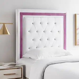 Tavira Allure Dorm Headboard with Legs - White with Purple Crystal Border