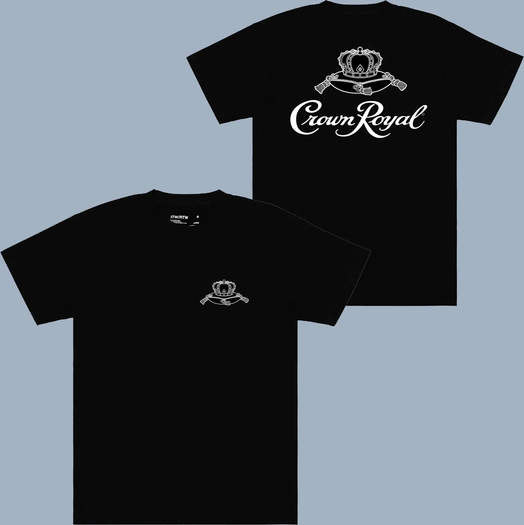 Crown Royal Black And White Logo T-shirt - 2 Side - Versatile Unisex Wear - Find Your Look - All Sizes Offered - Vibrant Patterns