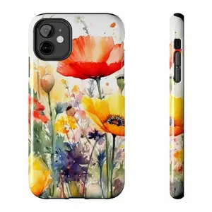 Floral Tough Phone Case: Watercolor Flower Design, iPhone 17 16 15 14 13 12 11 Pro Max Samsung Galaxy S25 24 23 22 21 Ultra Plus FE, Summer Gift for Her