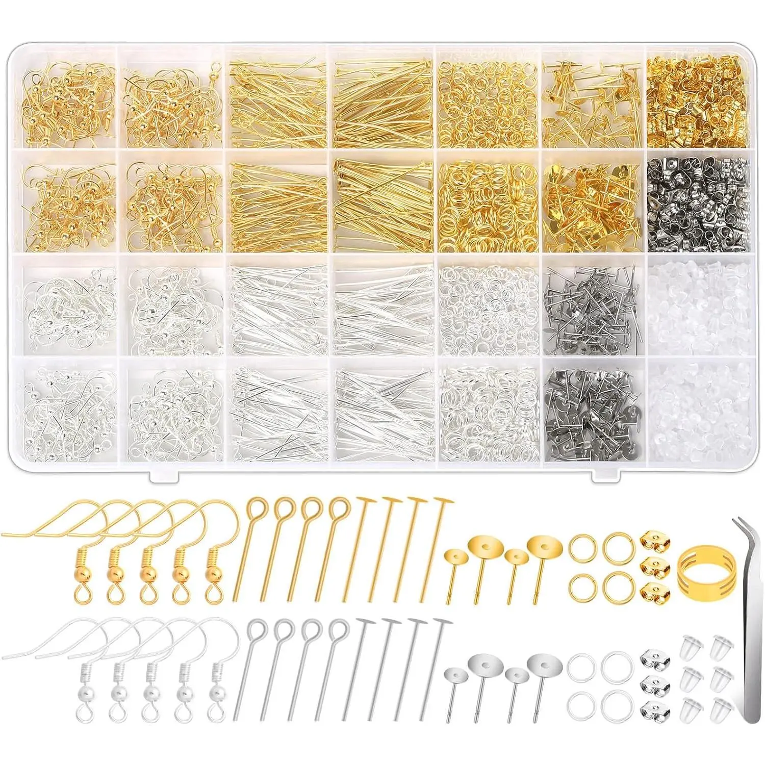 Button Earring Making Kit Hypoallergenic Earring Making Kit, 2000Pcs Earring Making Supplies Kit ...