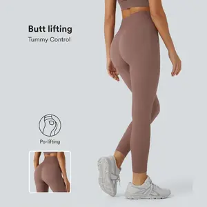 Halara Skin Friendly Soft Seamless Flow Ribbed High Waisted Tummy Control Butt Lifting Training 7/8 Leggings