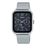 Casio MTPM305MC-1AV Silver/Black Men's Analog Watch, Classic Lunar Design with Lunar Phases Tracking, Stainless Steel Mesh Band, 50M Water Resistant, Stylish Fashion Timepiece