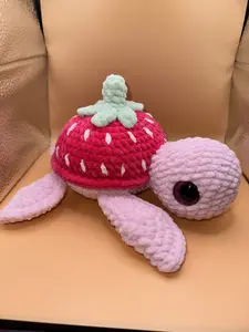 Hand Crocheted Strawberry Turtle
