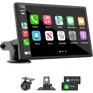 Wireless CarPlay Screen with Rear Camera, 7" HD Touchscreen for Car with Apple CarPlay & Android Auto with Backup Camera/Mirror Link/Voice Control/Bluetooth/GPS/AUX/FM Satellite Radio for All Vehicles