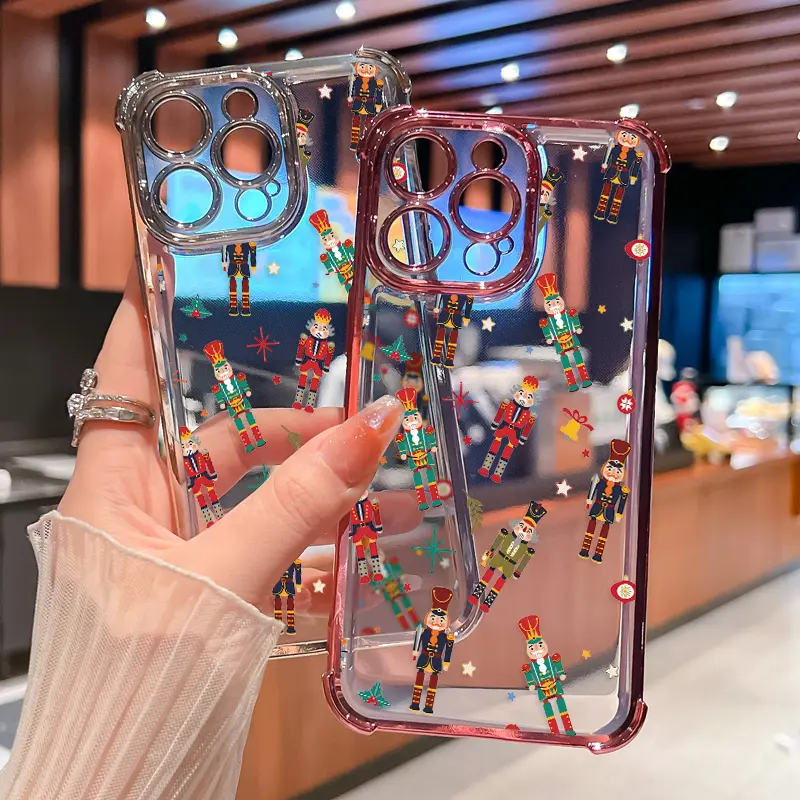 Colorful Nutcracker Christmas Silicone Casing for iPhone 17 Air, 16, 15, 14, 13, 12, 11 Pro Max Plus, X, XS - Shockproof, Drop-Protection, Rugged, Durable Cover for Smartphone, Handheld, Cellphone Devices