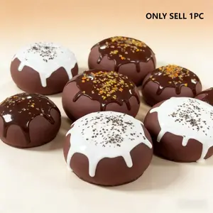 Simulation Material Chocolate Cream Daifuku Round Bread Slow Rebound Stress Relief Squeezable Toy, Relaxing and Fun Squishy Toy