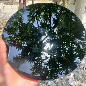 1Set Obsidian with Stand, Natural Black Quartz Crystal Mirror - High-End Jewelry, Collection | Elegant Home Decor & Gift Idea, Polished Faux Gemstone, Special Occasion Present | Reflective Surface | Glossy Finish, Home Decor