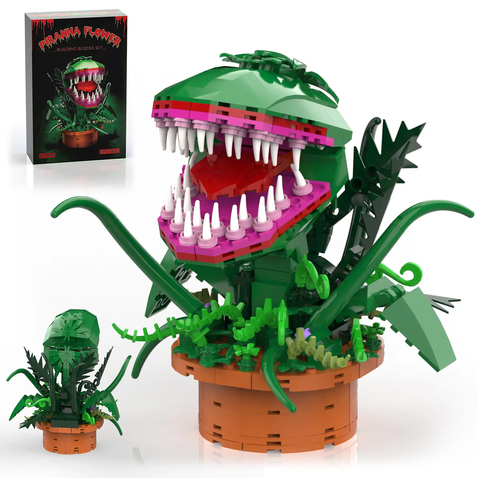 TENHORSES Audrey 2 Piranha Plant Building Toys Compatible with Lego Sets Little Shop of Horrors Flowers Cannibal with Openable Mouth Building Blocks D