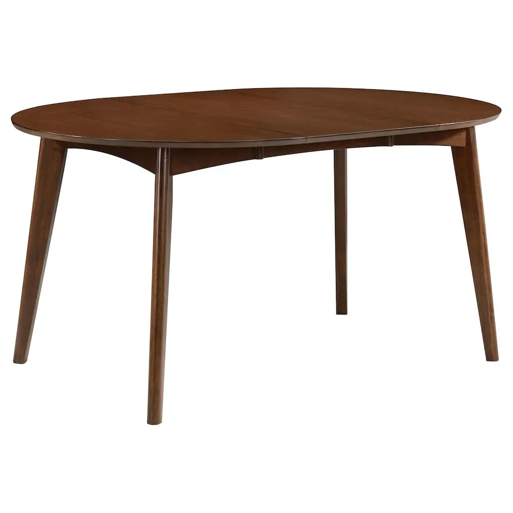 Dark Walnut Modern Oval 60-in Extendable Dining Table with Removable Leaf, Cushioned Seats, Space Saving Indoor Furniture for City Condos