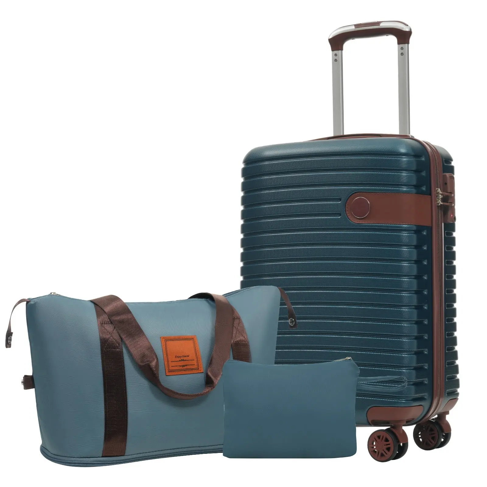 EUROCO 3 Piece Luggage Set, 20" Carry-on Suitcase with TSA Lock and Spinner Wheels, Lightweight Hardshell ABS Suitcase Set for Men Women,Ink Blue