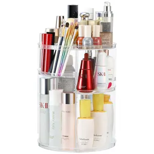 2024 COOLBEAR Makeup Organizer,360 Degree Rotating Adjustable Acrylic Cosmetic Storage Display Case,6 Layers Large Capacity Makeup Storage for Perfumes,Makeup Brushes,Lipsticks and More,Clear Transparent Bedroom