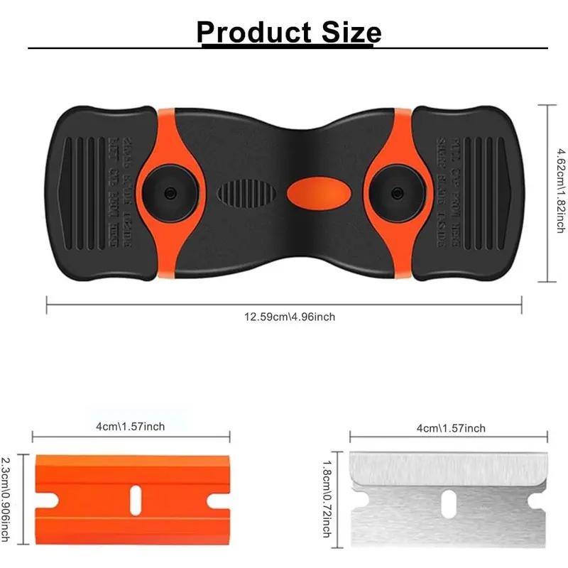 Razor Blade Scraper Tool(2Pcs),With Extra 10pcs PlasticBlades And 10pcs Metal Blades, 2-in-1 Scraper Tool CleaningRazor Scraper For Decals, Stickers, Labels, Caulk, Adhesive,Paint, Cooktop