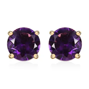 LUXORO AAA Moroccan Amethyst 1.60 ctw Solitaire Stud Earrings in 10K Yellow Gold Christmas Gifts