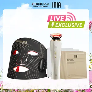 INIA GLOW Wireless LED Mask, Perfect Gift Season Pick,  Live Stream Only BUY 1 GET 10 with FLARE and 8pcs Collagen Real Deep Mask