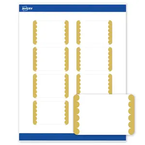 Avery Printable Rectangle Labels, Gold Edge Dots, 2" x 3", Matte White Rectangle Labels, Permanent, Laser/Inkjet, 80ct, Great for Product Labels