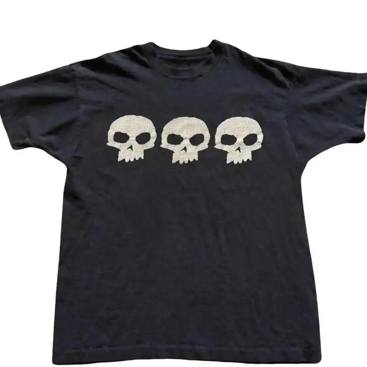 Retro 3 Skulls Simple Graphic T-Shirt Punk Rock Alt Goth Streetwear Top For Men Women