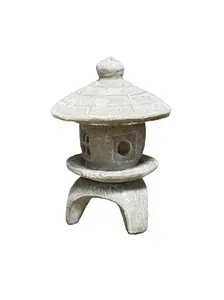 Solid Rock Stoneworks Small Round Concrete Pagoda, Garden, 12" tall