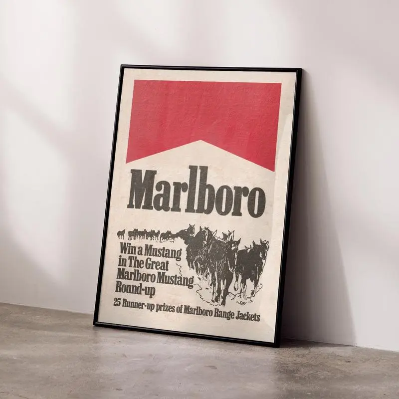 [UNFRAMED] Vintage Marlboro Beer Mat Poster - Retro Advertising - Collectible Wall Art