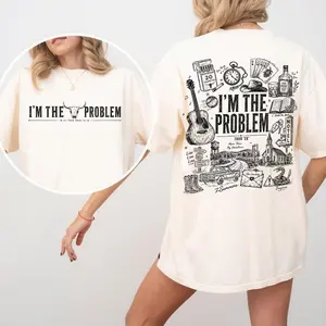 Comfort Colors I’m The Problem Shirt Vintage Country Concert Tee Western Graphic T-Shirt Music Fan Gift for Women Men