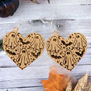 Spooky with love heart shaped bat and ghost earrings